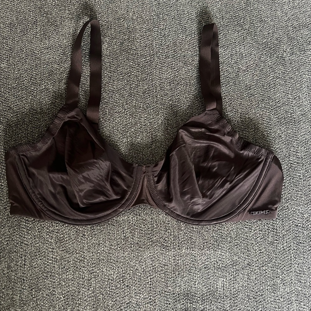 SKIMS Dark Brown Satin Bra